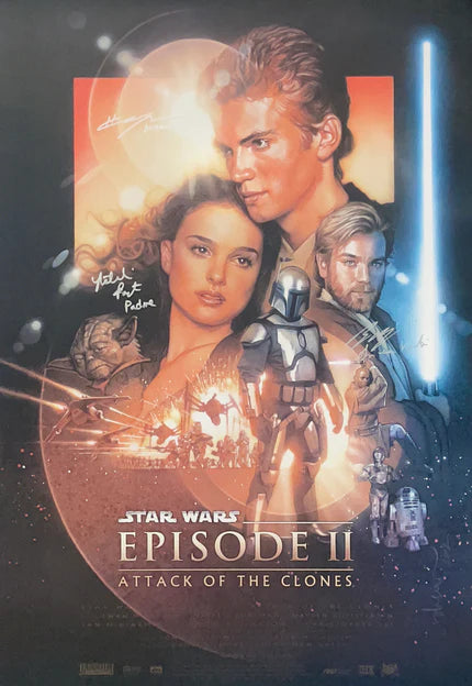Natalie Portman & Hayden Christensen & Ewan McGregor Signed Star Wars: Episode II Poster - SWAU Authenticated